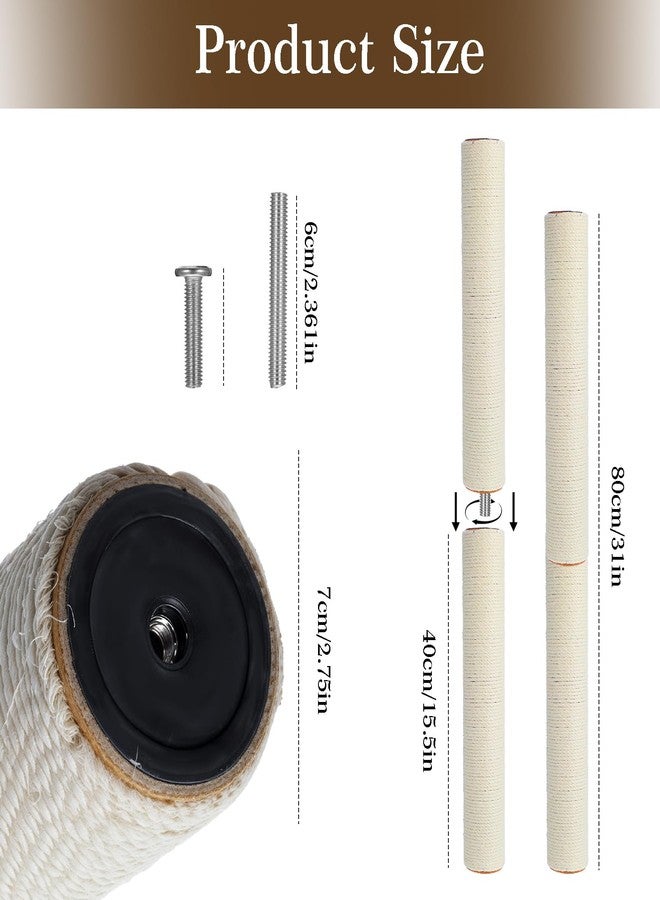AojSup 4 PCS M8 15.7 x 2.75 Inch Cat Scratching Post Replacement, Sisal Pole Cat Tree Replacement Post with Screws, Refill Scratcher Posts for Indoor Kitten Tree Tower Spare Cats Furniture Protector - Image 2
